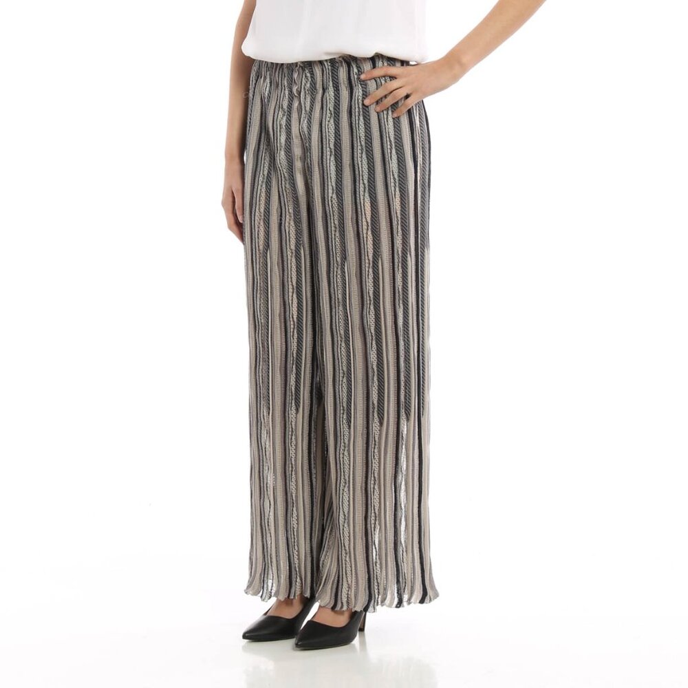 Giorgio Armani Navy Greys Silk Cashmere Multipattern Stripe Knit Pant